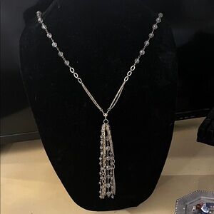 Elegant Gold and Crystals Vintage Tassel Necklace. 20” drop